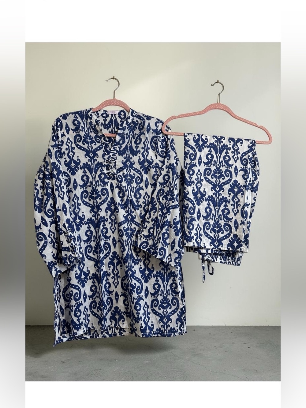 Blue & White Printed Two-Piece Set